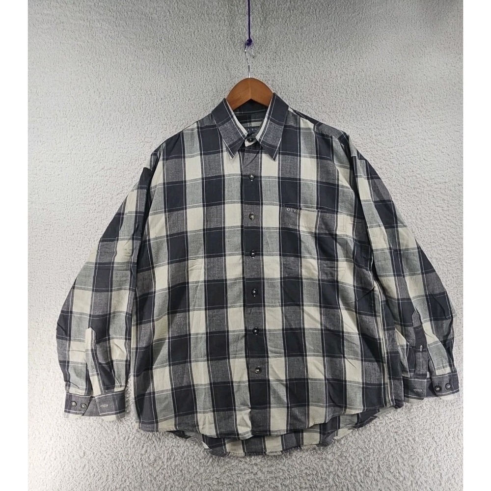 Vtg Guess Classic Sportswear Mens Lightweight Flannel Shirt Size M Plaid